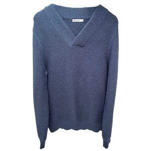 Marine Layer Blue Shawl Collar Wool Blend Sweater Polyamide Men's Large
